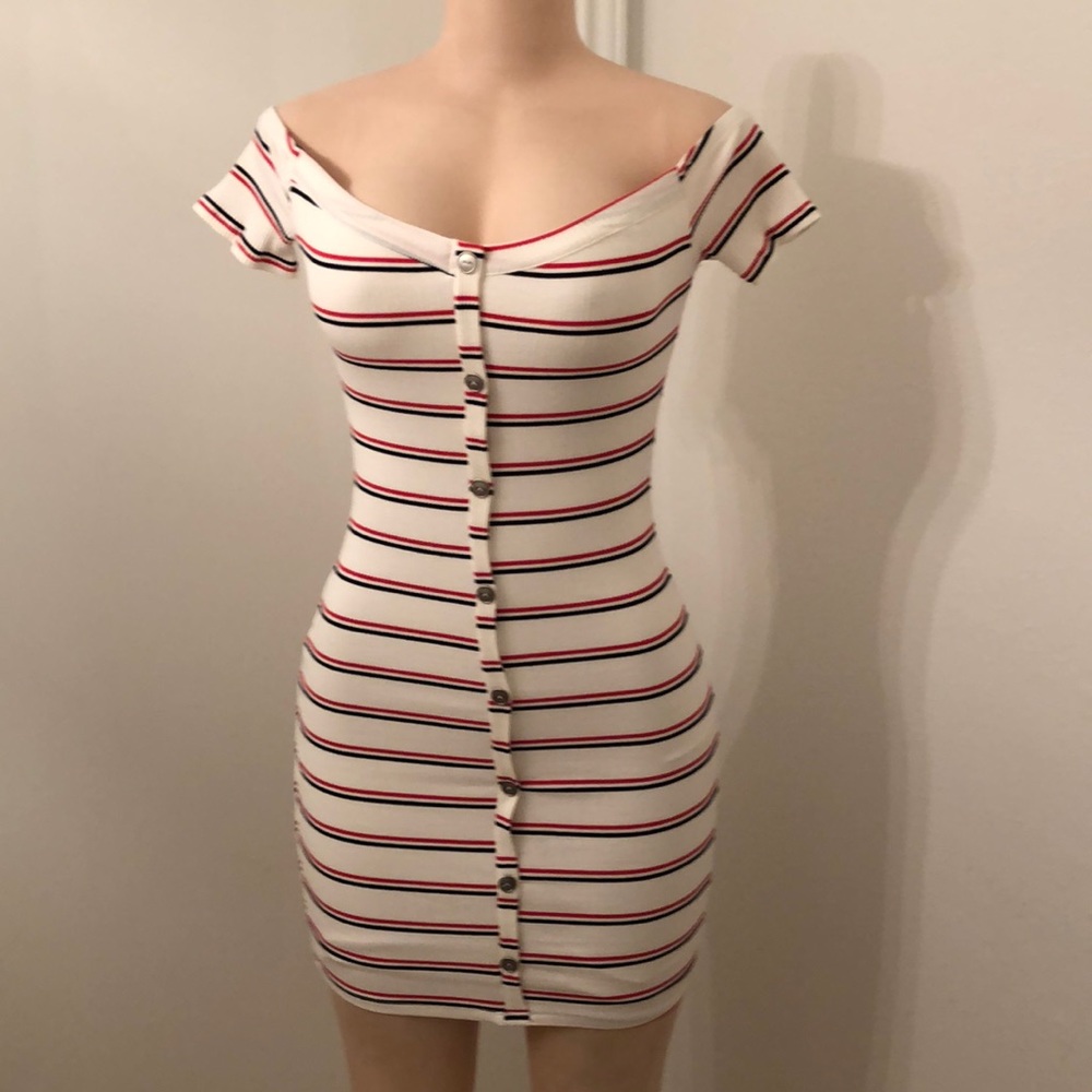Off the shoulder striped dress